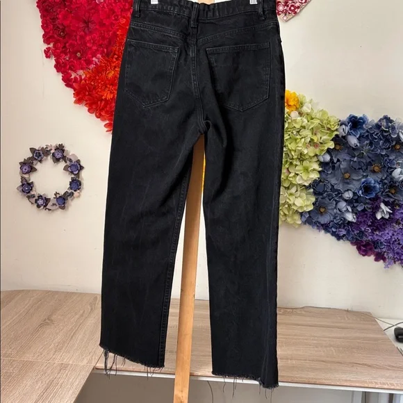 Zara Straight Black Button Fly High Rise Jeans - Picture 6 of 7